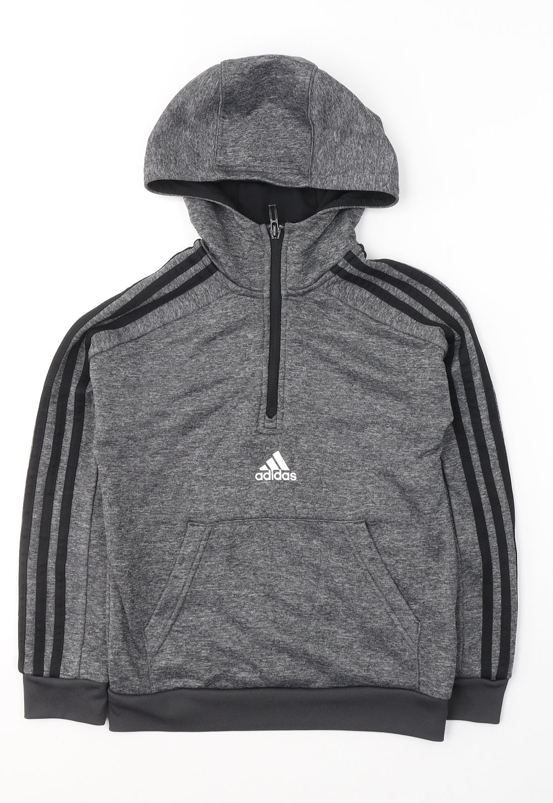 adidas Boys Grey  Polyester Pullover Hoodie Size 7-8 Years  Pullover