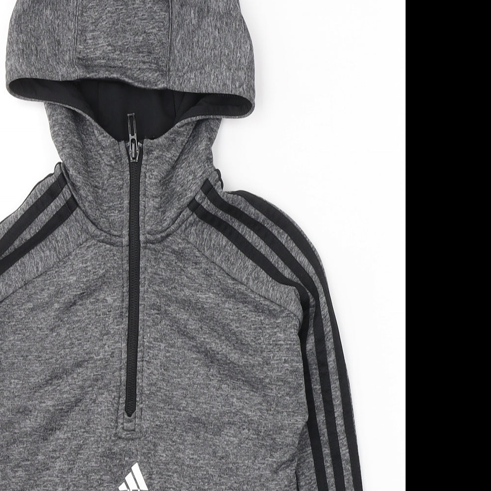 adidas Boys Grey  Polyester Pullover Hoodie Size 7-8 Years  Pullover