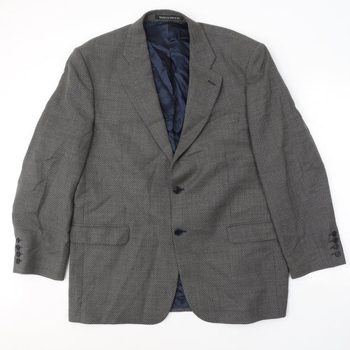 Marks and Spencer Mens Black Geometric Wool Jacket Suit Jacket Size 44