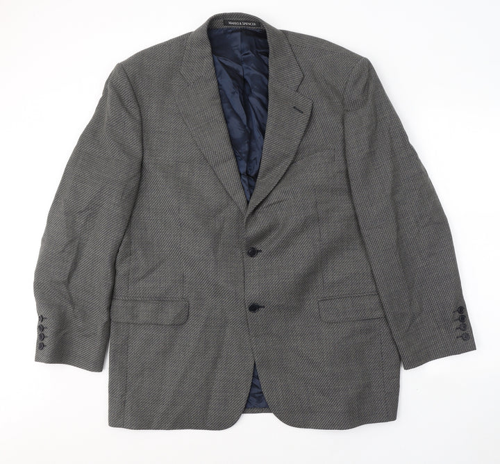Marks and Spencer Mens Black Geometric Wool Jacket Suit Jacket Size 44