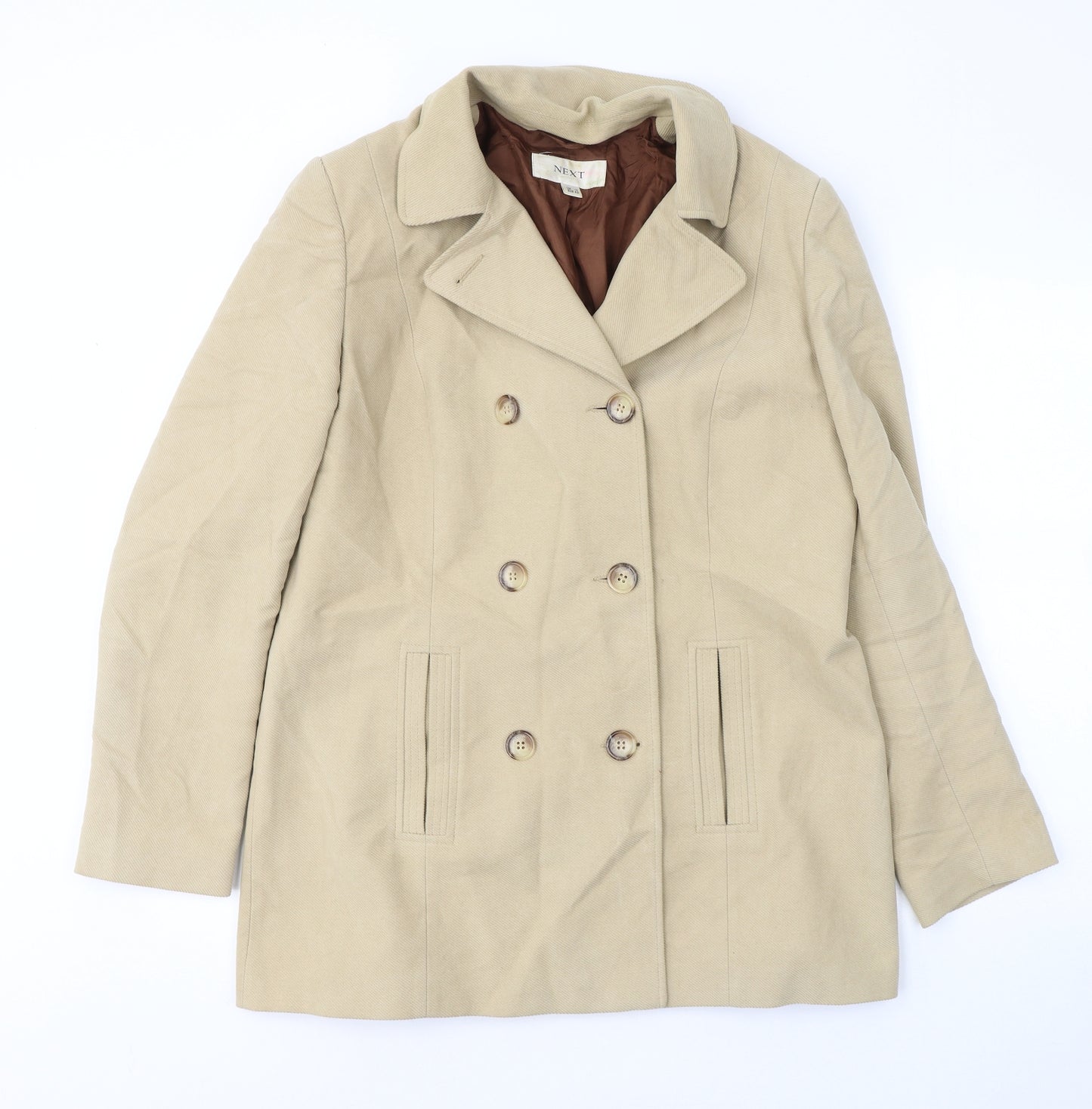 NEXT Womens Beige   Pea Coat Coat Size 14  Button