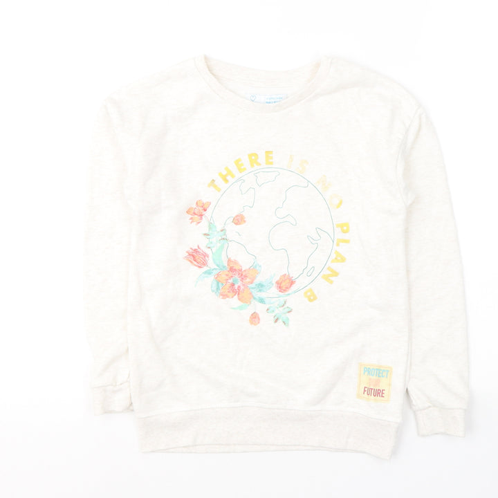 Primark Girls Ivory Cotton Pullover Sweatshirt Size 8-9 Years Pullover - Sav the planet