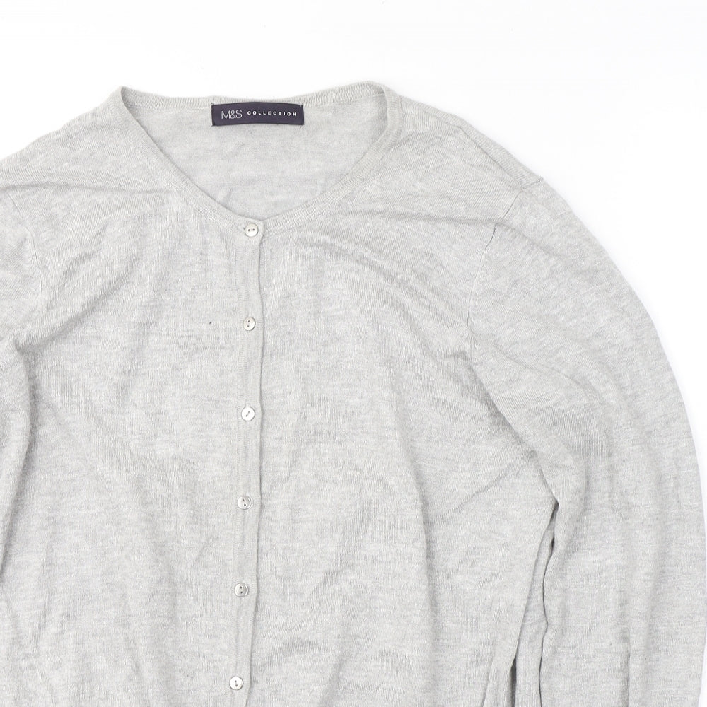 Marks and Spencer Womens Grey Round Neck  Viscose Cardigan Jumper Size 14
