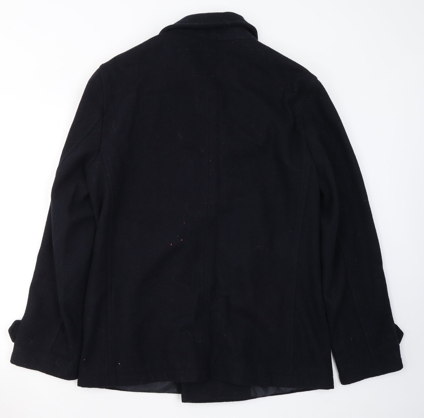 Cedar Wood State Mens Black   Pea Coat Coat Size L  Button