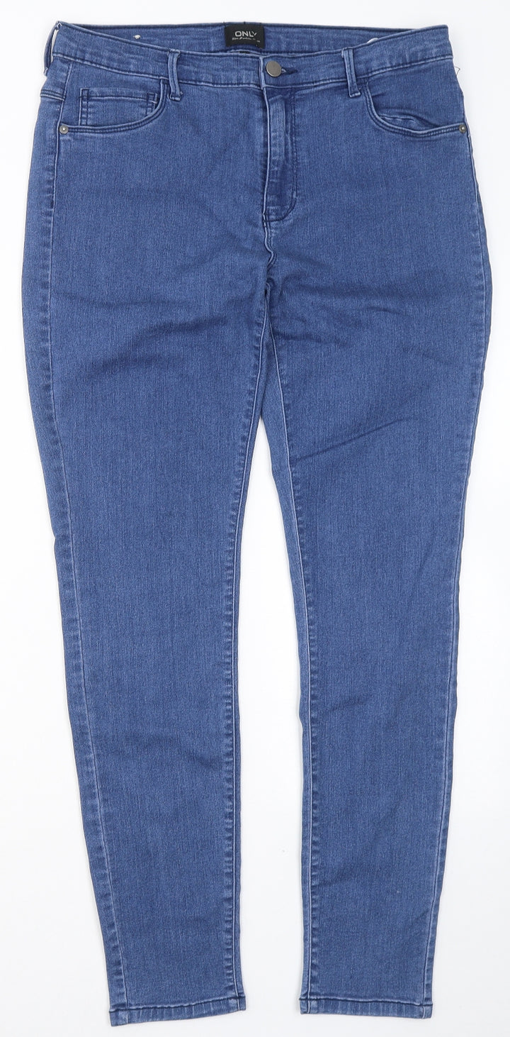 Only Womens Blue Cotton Skinny Jeans Size XL L30 in Regular Button