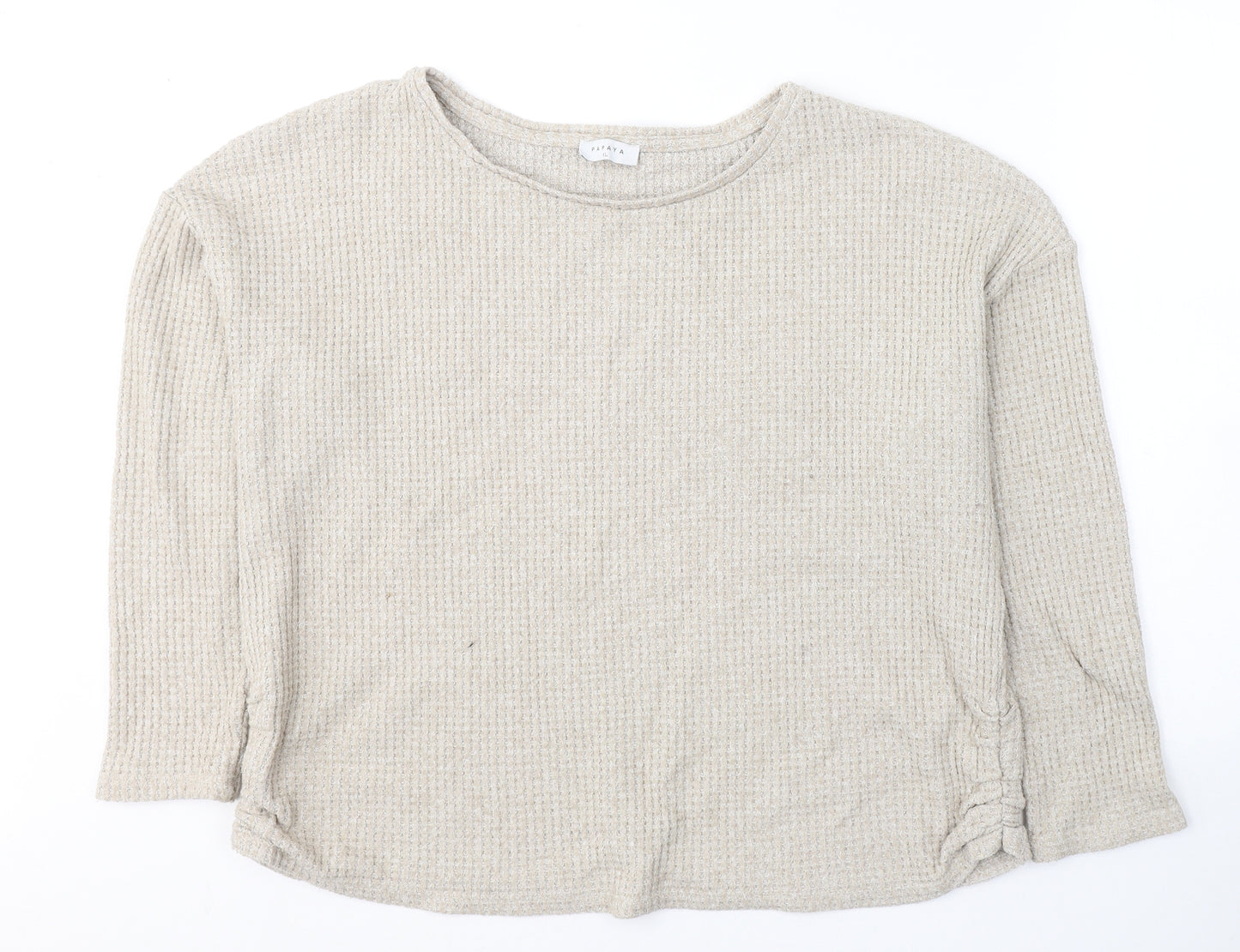 Papaya Womens Beige  Polyester Jersey T-Shirt Size XL Round Neck