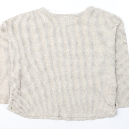 Papaya Womens Beige  Polyester Jersey T-Shirt Size XL Round Neck