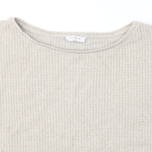 Papaya Womens Beige  Polyester Jersey T-Shirt Size XL Round Neck