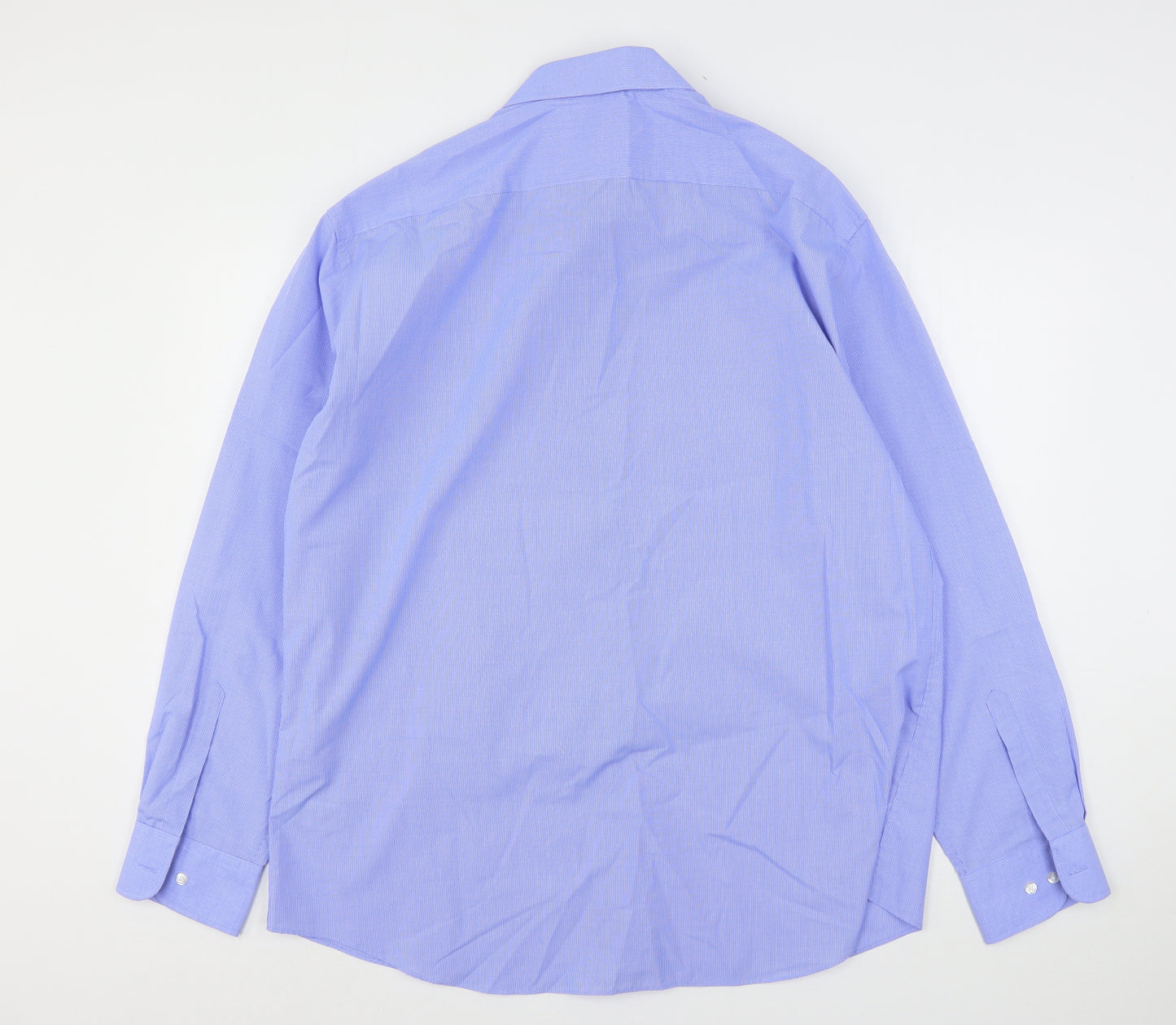 F&F Mens Blue Check Polyester  Dress Shirt Size 18 Collared