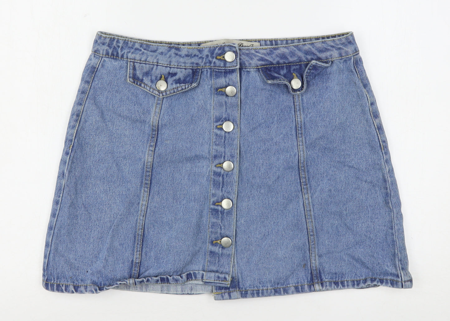 Denim & Co. Womens Blue  Cotton Mini Skirt Size 14