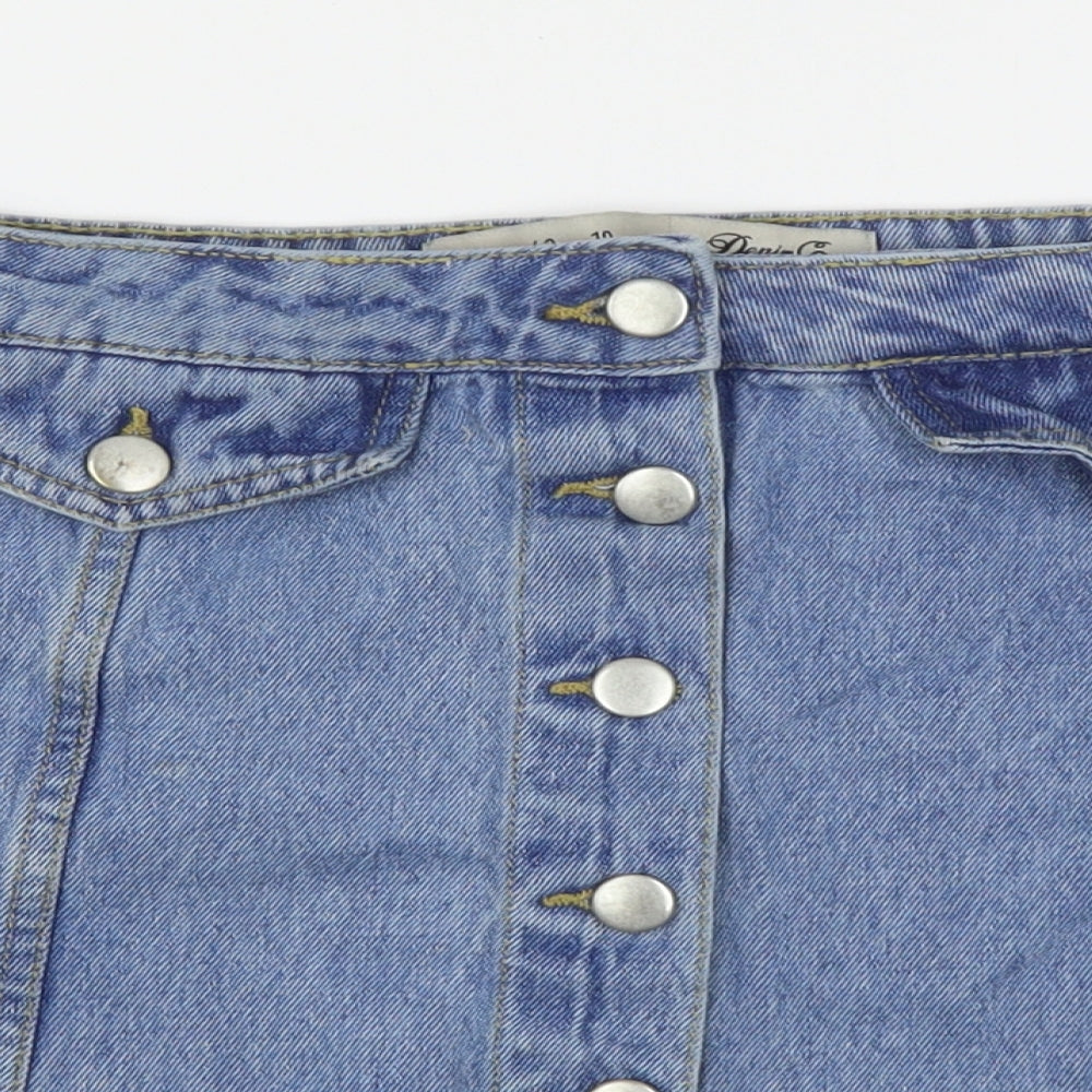 Denim & Co. Womens Blue  Cotton Mini Skirt Size 14