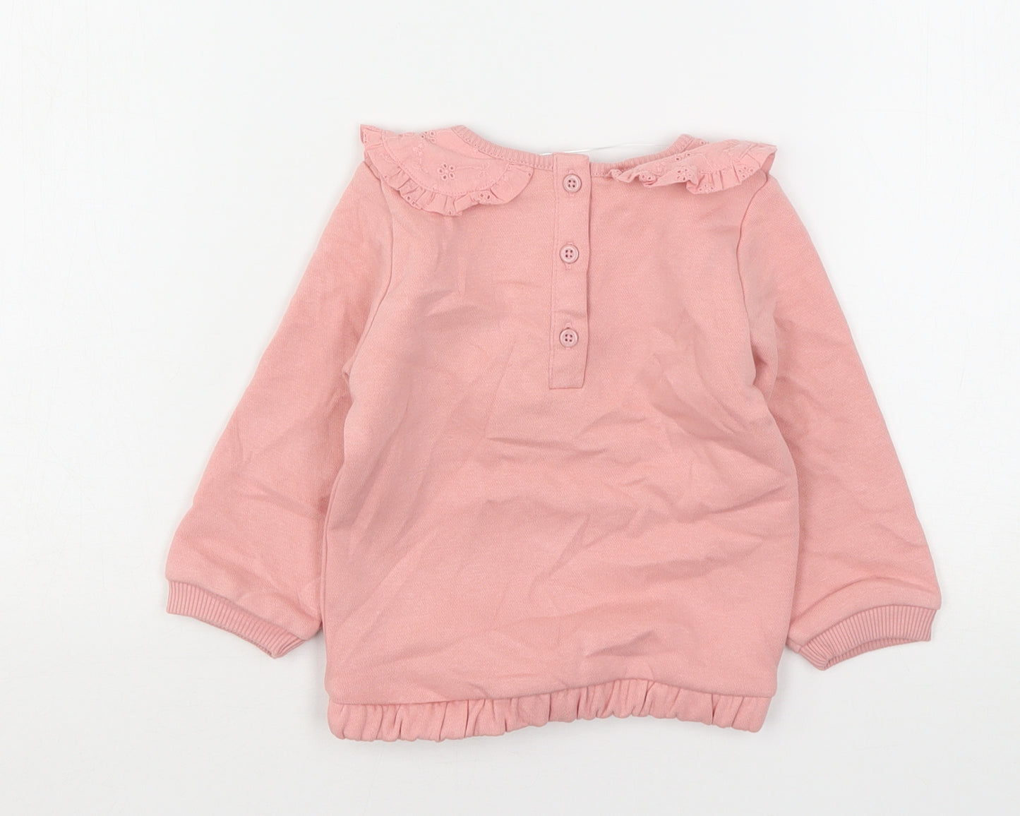 F&F Girls Pink  Cotton Pullover Jumper Size 9-12 Months