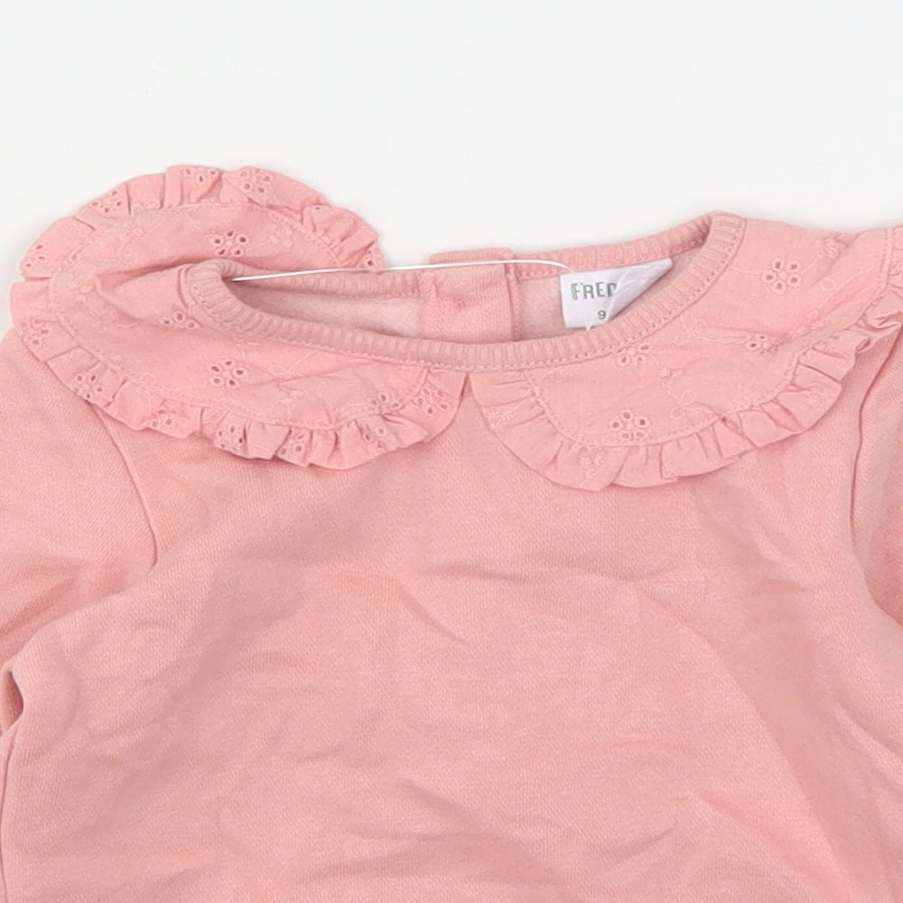 F&F Girls Pink  Cotton Pullover Jumper Size 9-12 Months