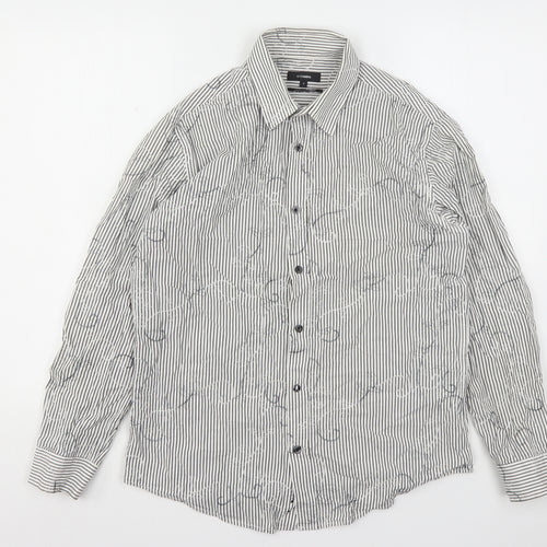 Peter Werth  Mens Multicoloured Striped Cotton  Button-Up Size M Collared Button