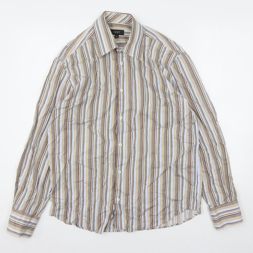 NEXT Mens Multicoloured Striped Cotton  Button-Up Size M Collared