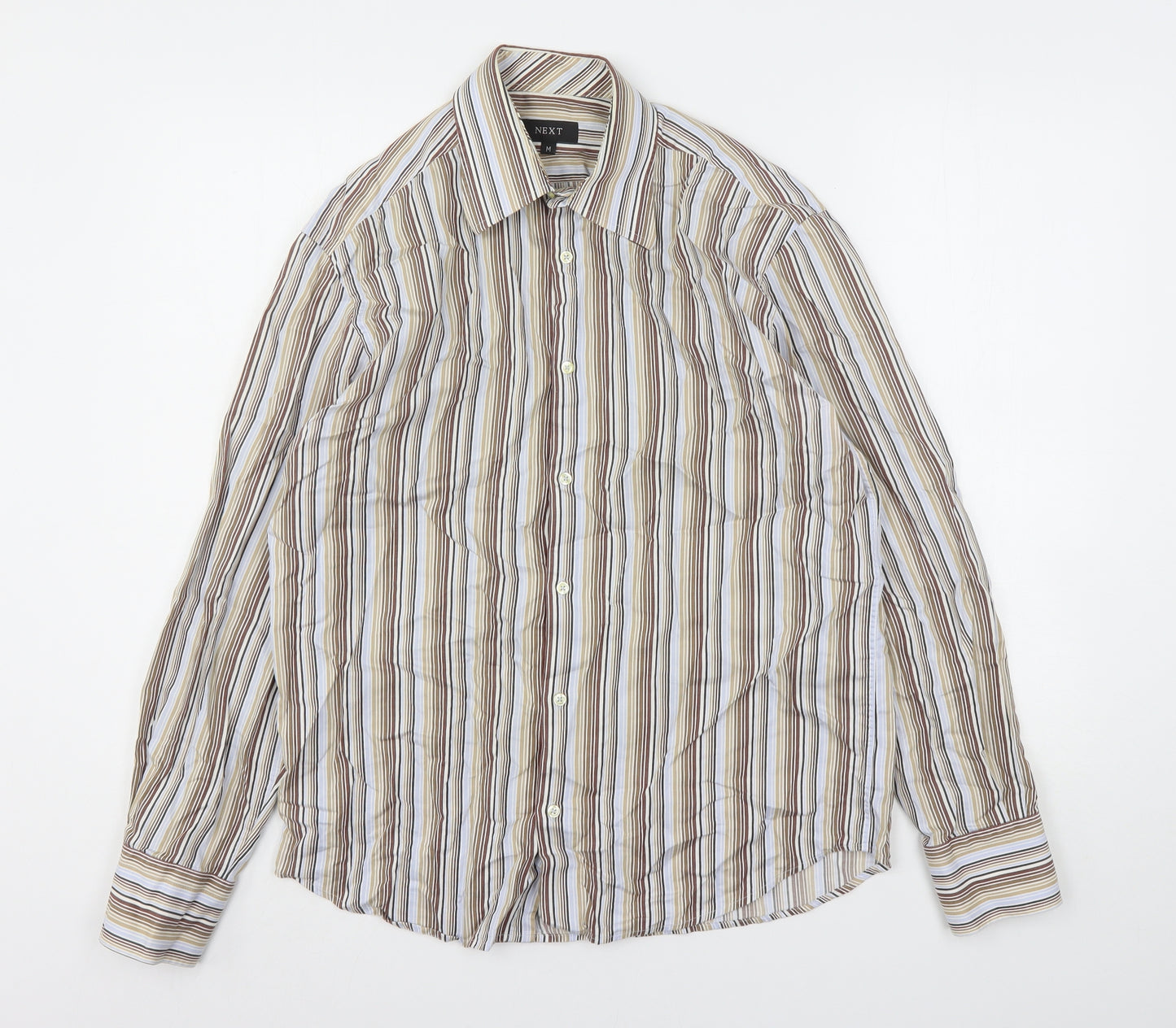NEXT Mens Multicoloured Striped Cotton  Button-Up Size M Collared