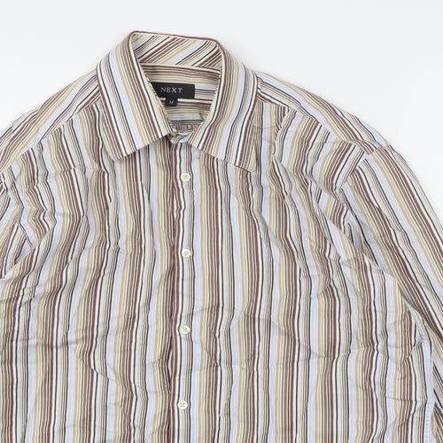 NEXT Mens Multicoloured Striped Cotton  Button-Up Size M Collared
