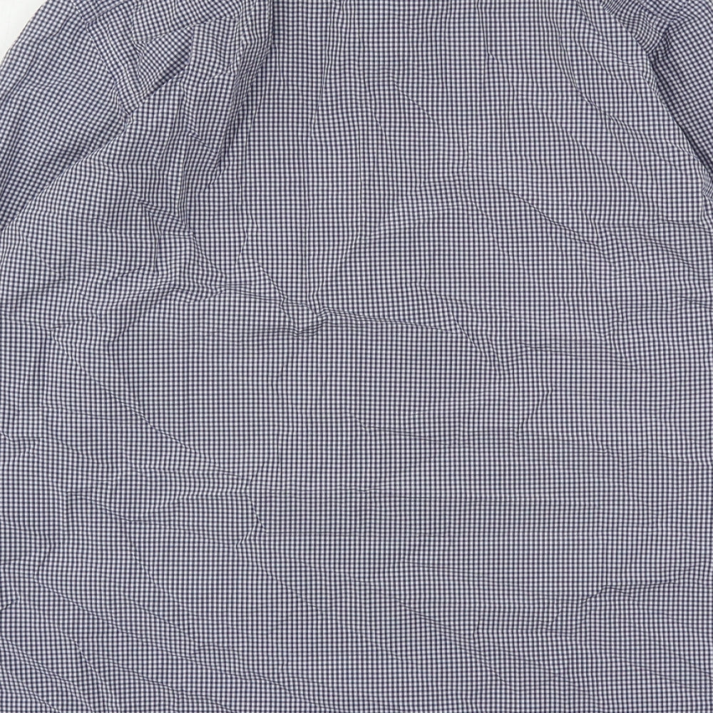 Daniel Rosso Mens Blue Check Cotton  Button-Up Size L Collared