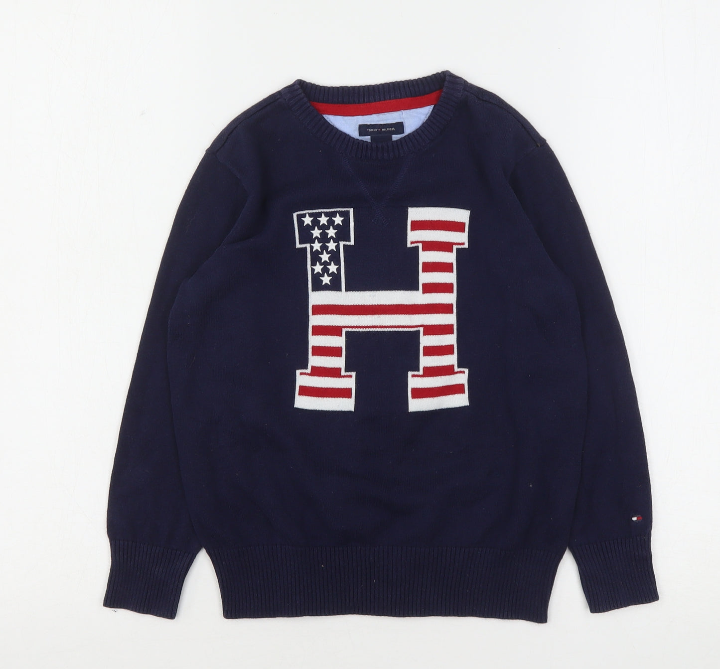Tommy Hilfiger Boys Blue Round Neck  Cotton Pullover Jumper Size 6 Years