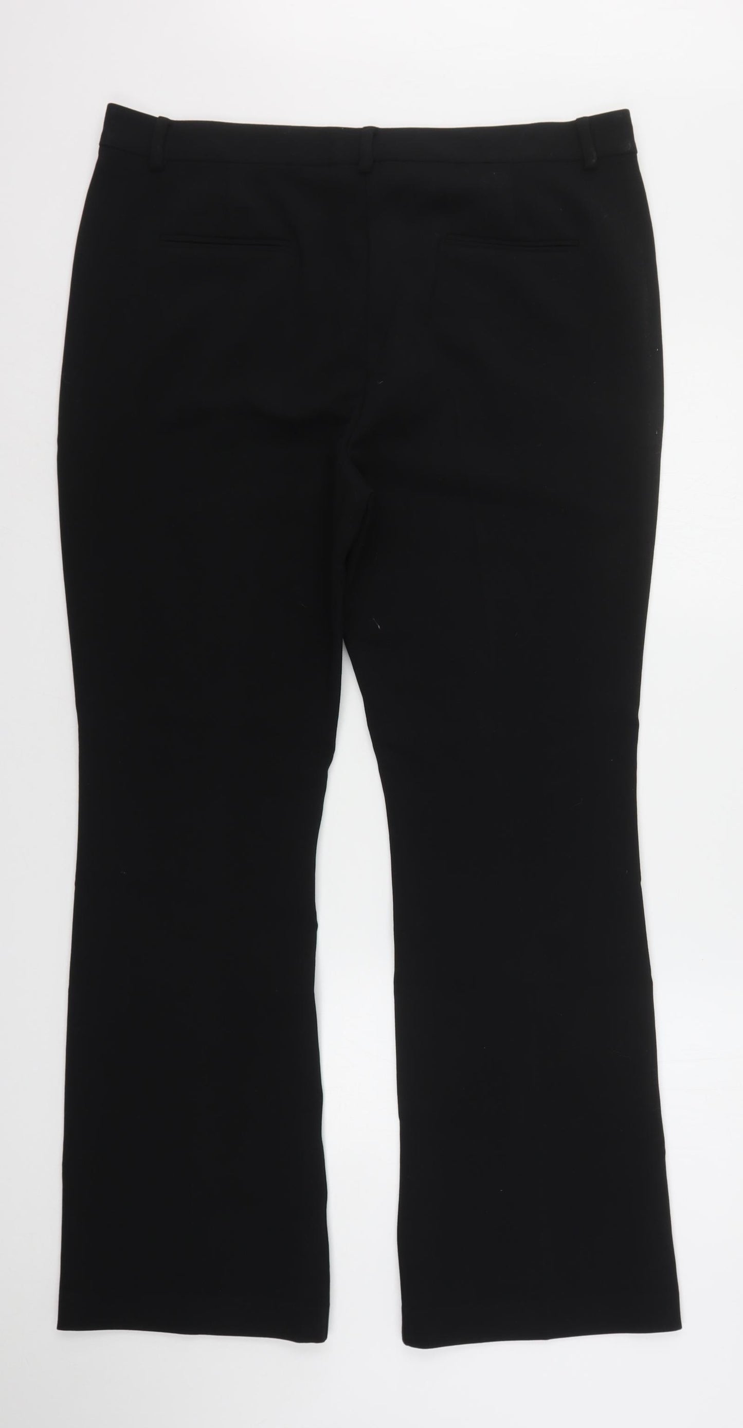 Marks and Spencer Womens Black  Polyester Trousers  Size 18 L32 in Regular Button