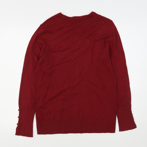 Dunnes Stores Womens Red Round Neck  Viscose Pullover Jumper Size M