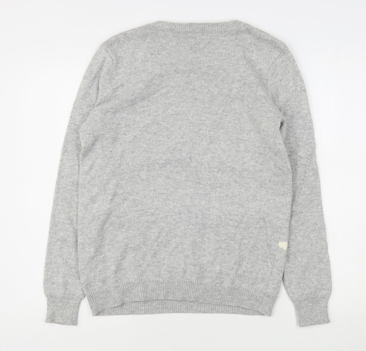 NEXT Womens Grey Round Neck Geometric Cotton Pullover Jumper Size 12   - Christmas