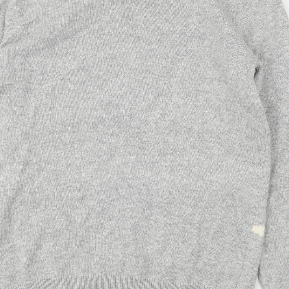 NEXT Womens Grey Round Neck Geometric Cotton Pullover Jumper Size 12   - Christmas