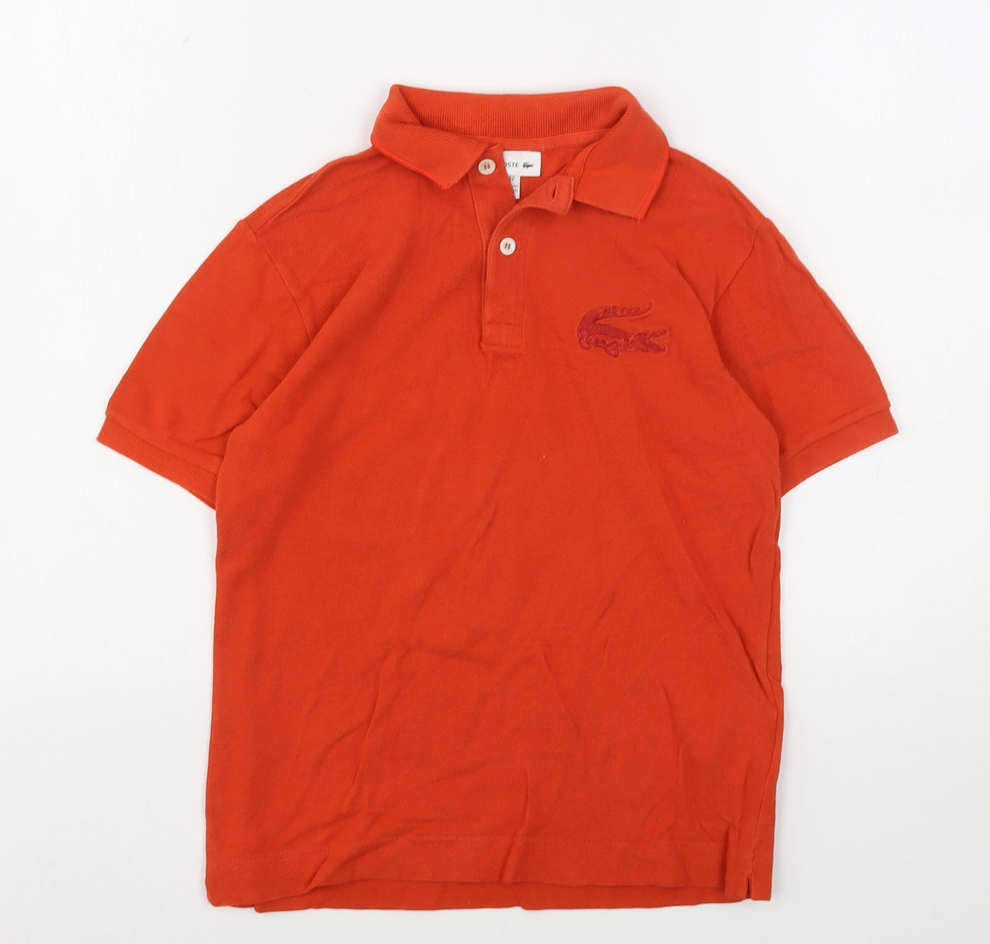 Lacoste  Boys Orange  Cotton Basic Polo Size 12 Years Collared