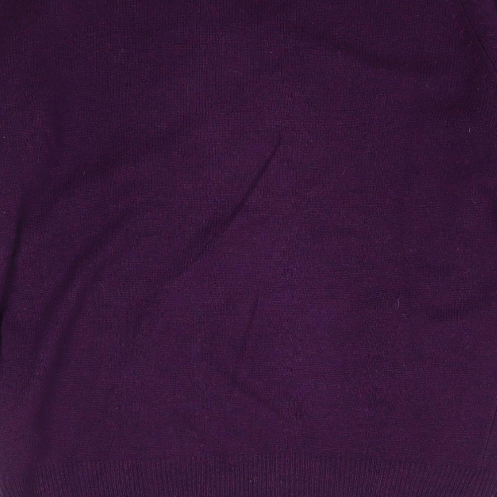 Dunnes Stores Womens Purple V-Neck  Wool Pullover Jumper Size M