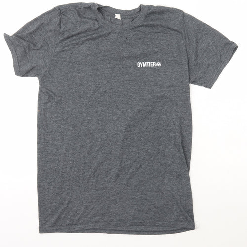 Gymter Mens Grey  Polyester  T-Shirt Size M Crew Neck