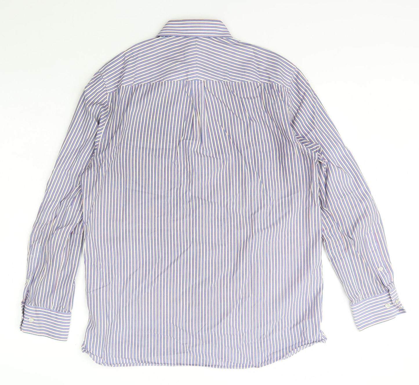 Howick Tailored Mens Multicoloured Striped Cotton  Button-Up Size 15.5 Collared Button