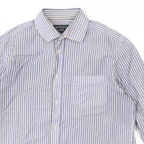 Howick Tailored Mens Multicoloured Striped Cotton  Button-Up Size 15.5 Collared Button