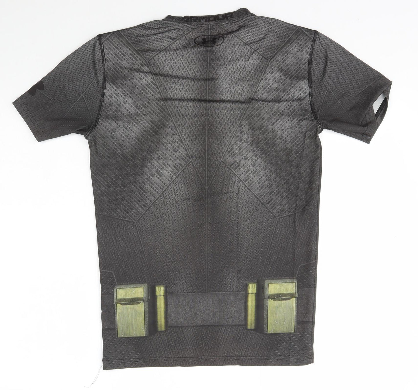Under armour Mens Grey  Polyester Basic T-Shirt Size L Collared Pullover - Bathman Thermal Compression