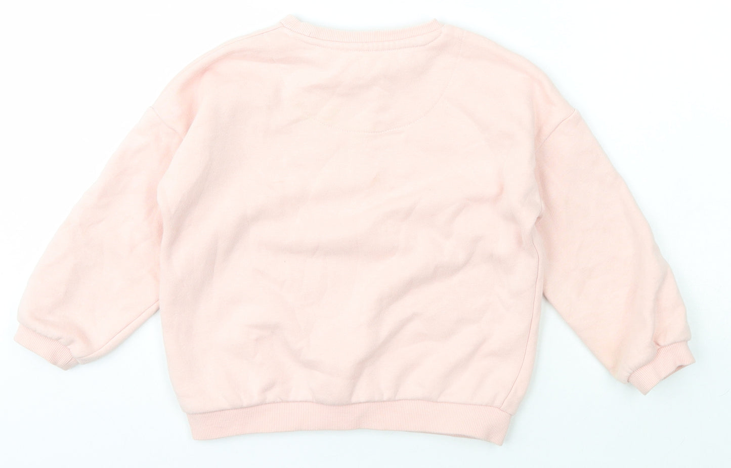 F&F Girls Pink Crew Neck  Cotton Pullover Jumper Size 4-5 Years  Pullover