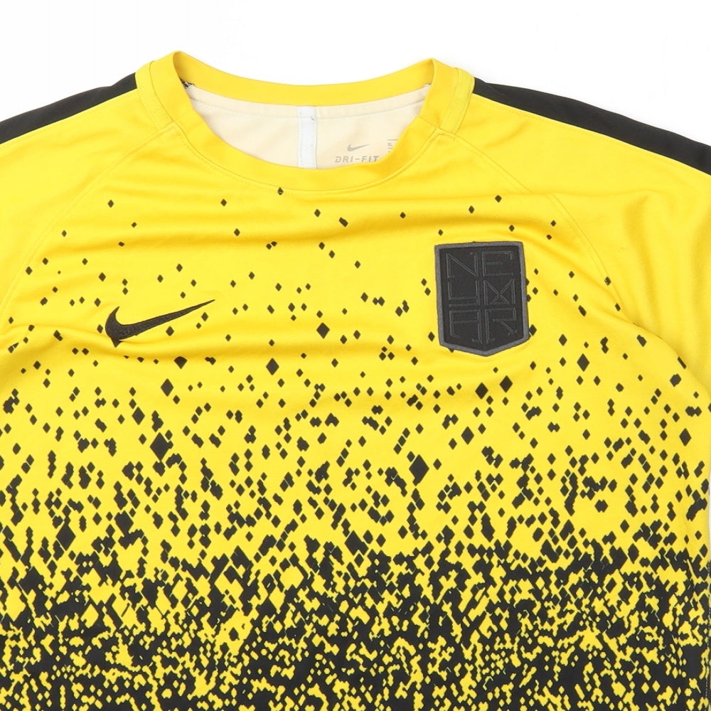 Dri-Fit Boys Yellow  Polyester Basic T-Shirt Size XL Crew Neck Pullover