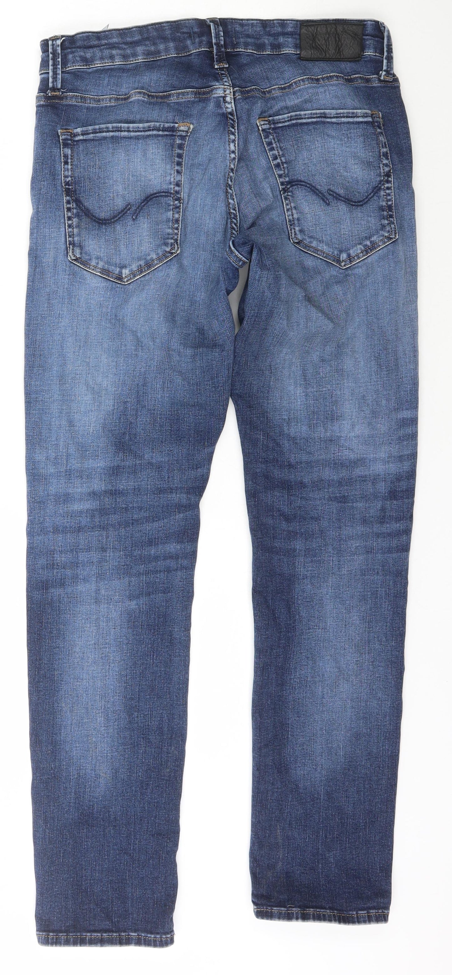 JACK & JONES Mens Blue  Cotton Skinny Jeans Size 34 L29 in Slim Button