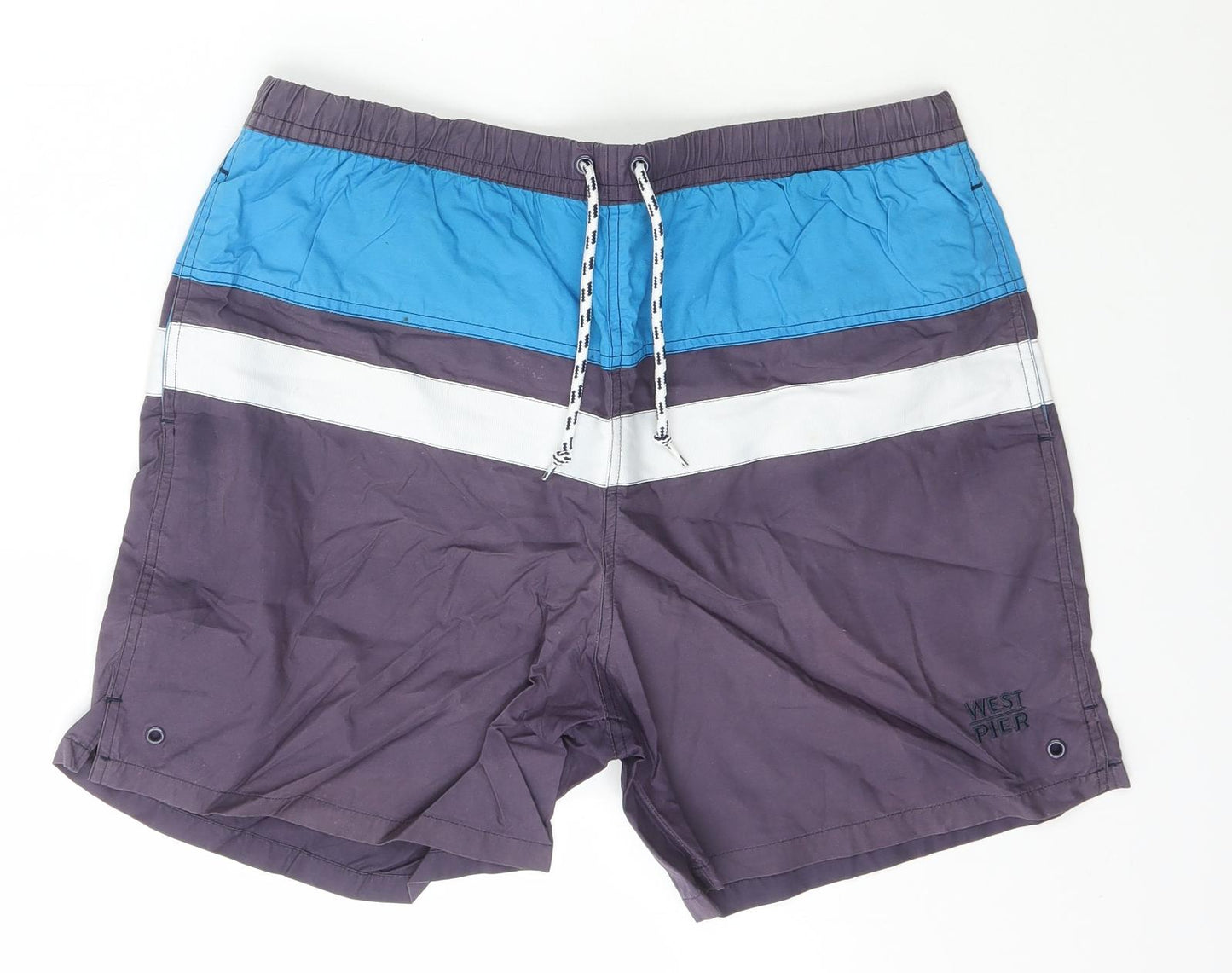 West-Pier Mens Multicoloured Striped Cotton Bermuda Shorts Size M L6 in Regular Drawstring