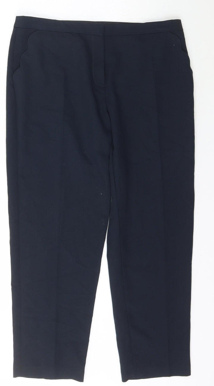 Atmosphere Womens Blue Polyester Carrot Trousers Size 12 L26 in Regular Hook & Eye