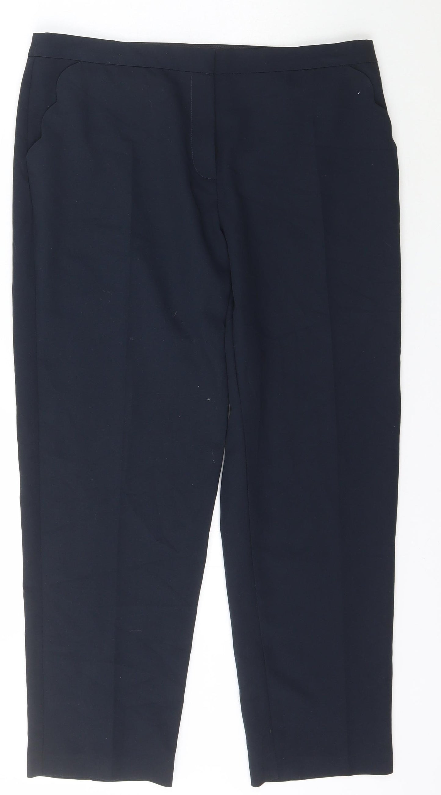 Atmosphere Womens Blue  Polyester Carrot Trousers Size 12 L26 in Regular Hook & Eye