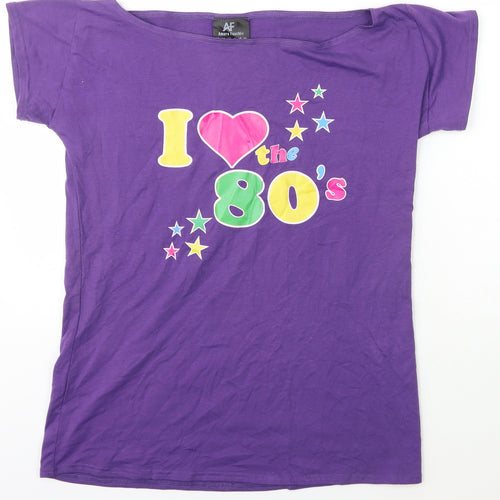 Amare Feechi Womens Purple  Cotton Basic T-Shirt Size XL Boat Neck
