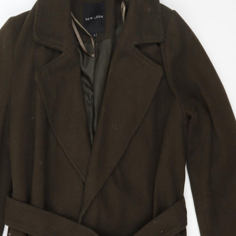 New Look Womens Green   Overcoat Coat Size 12  Tie