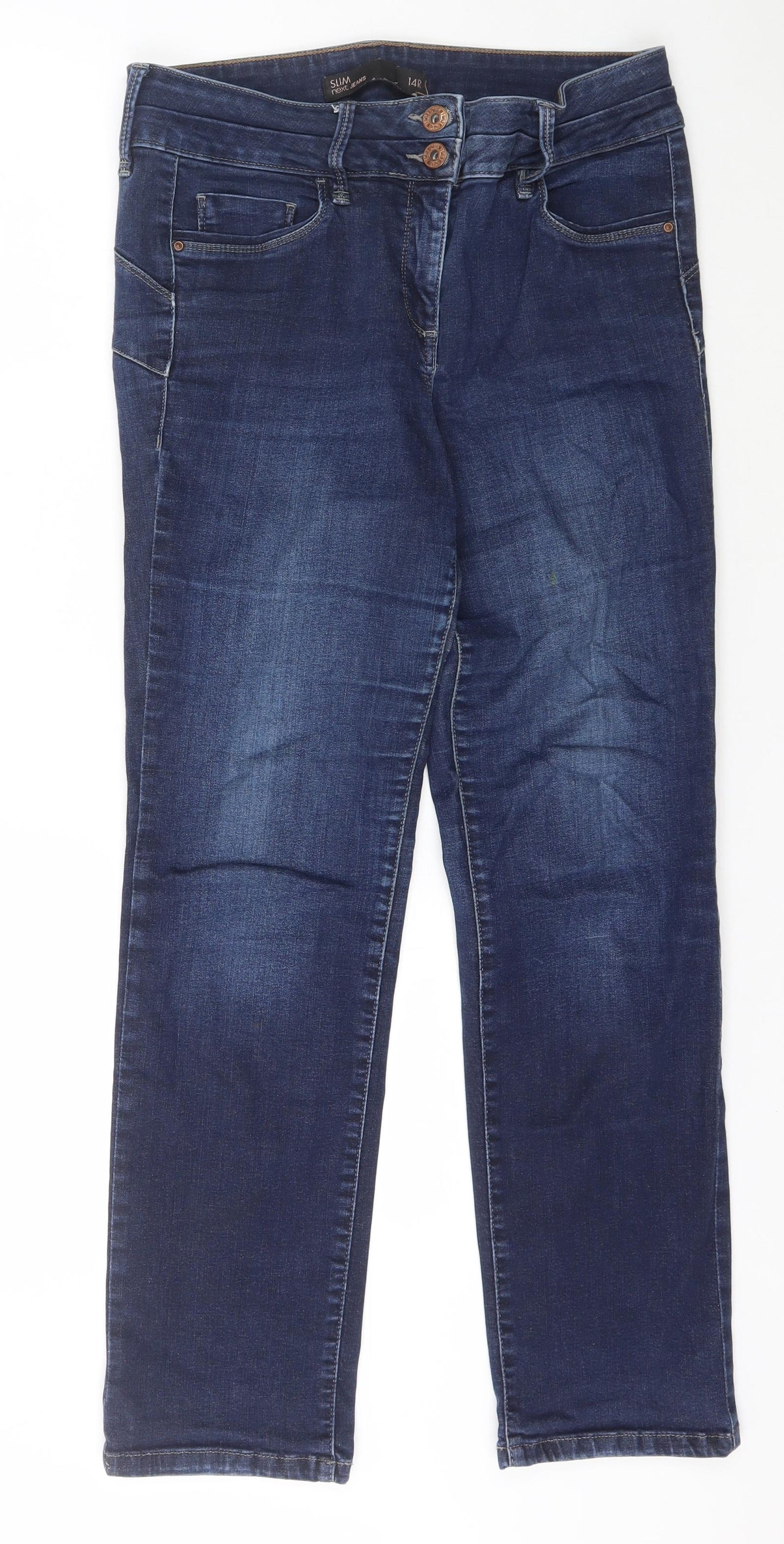 NEXT Womens Black  Cotton Straight Jeans Size 14 L29 in Regular Zip