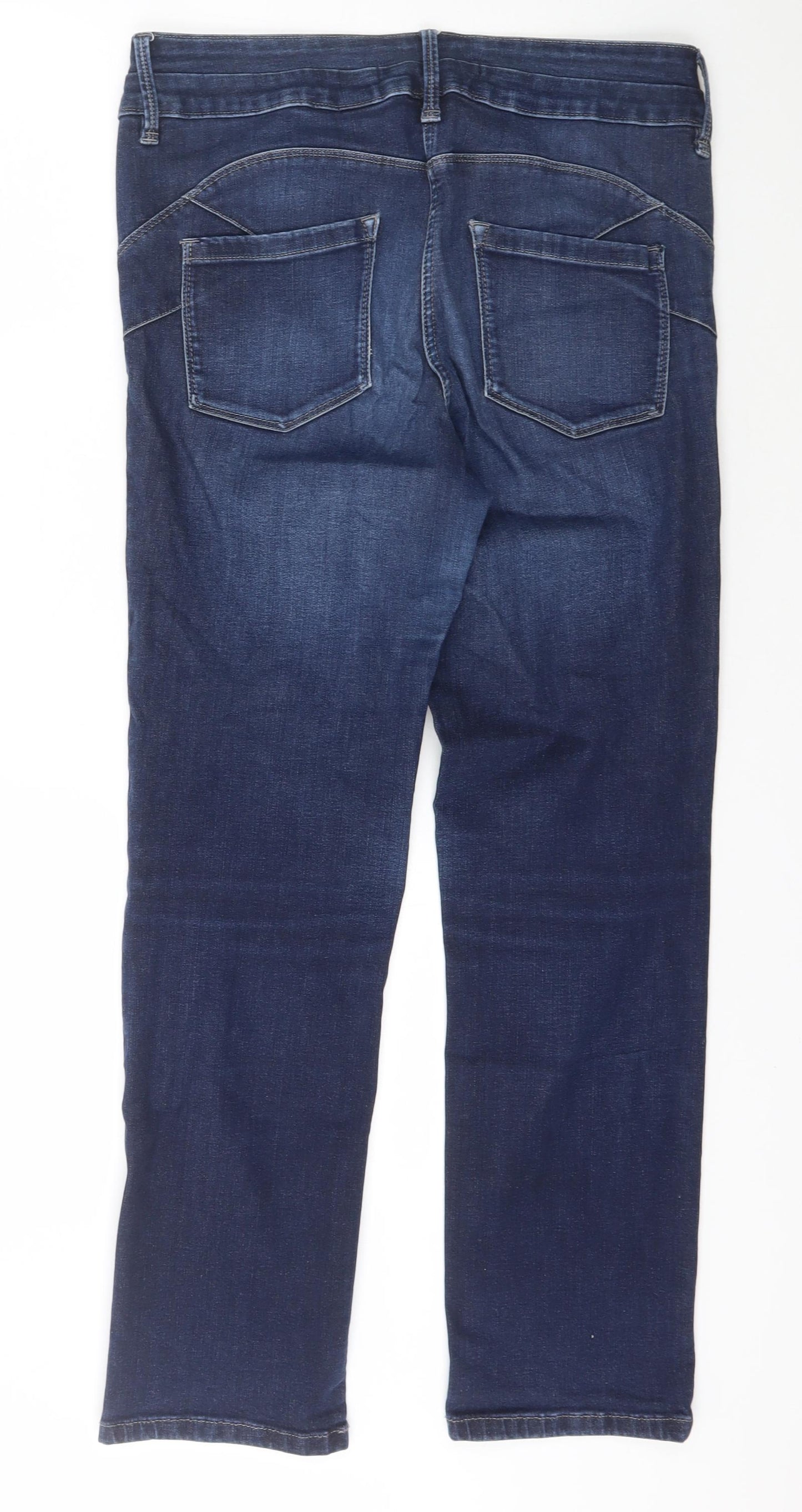 NEXT Womens Black  Cotton Straight Jeans Size 14 L29 in Regular Zip