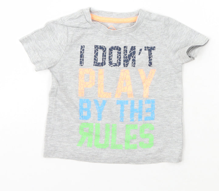 Mothercare Baby Grey  Cotton Basic T-Shirt Size 9-12 Months Crew Neck Pullover