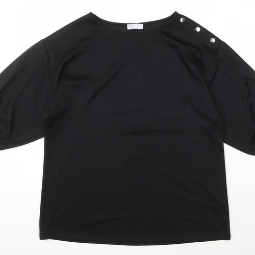 Papaya Womens Black Scoop Neck  Polyester Pullover Jumper Size 14