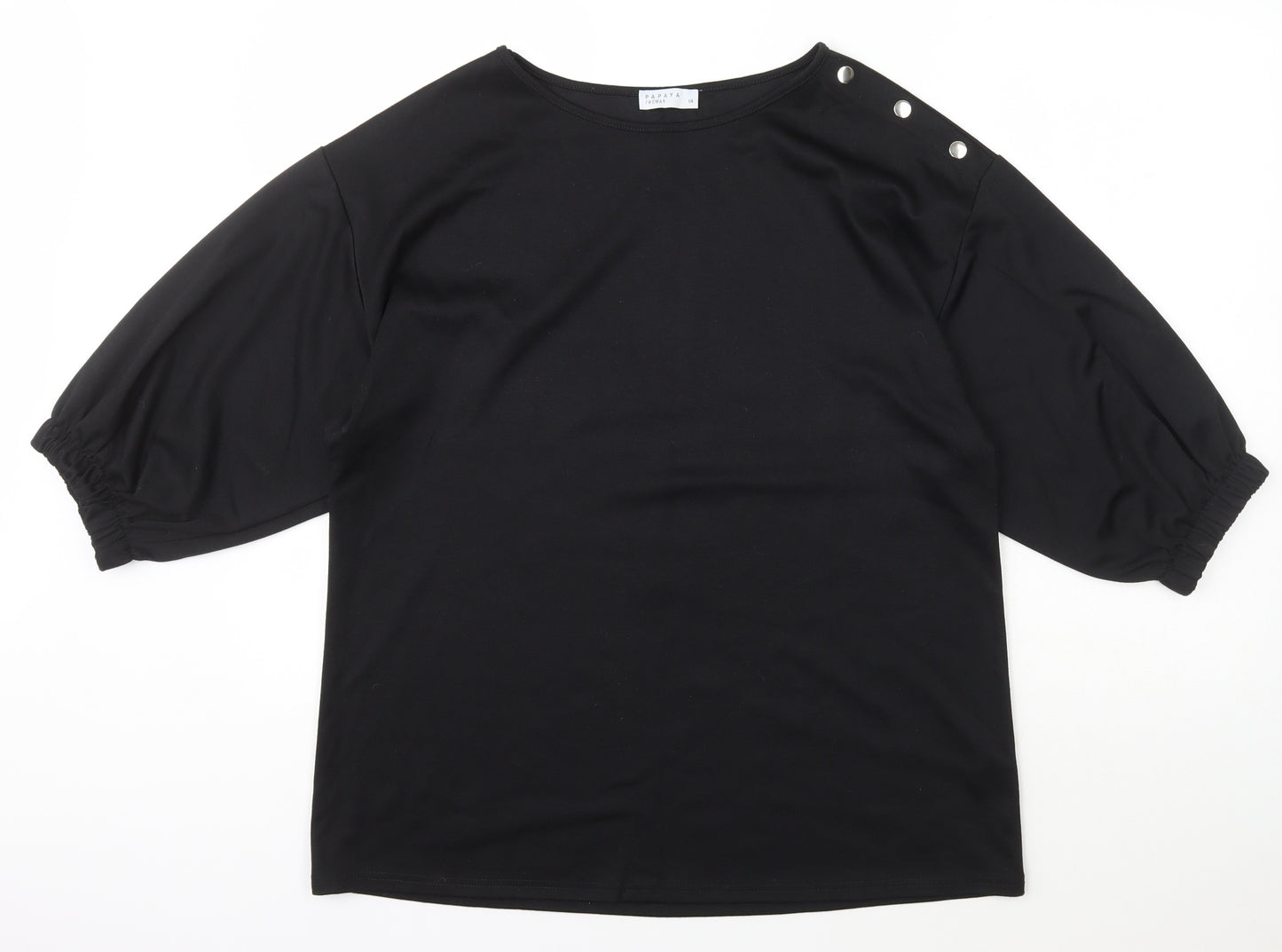 Papaya Womens Black Scoop Neck  Polyester Pullover Jumper Size 14