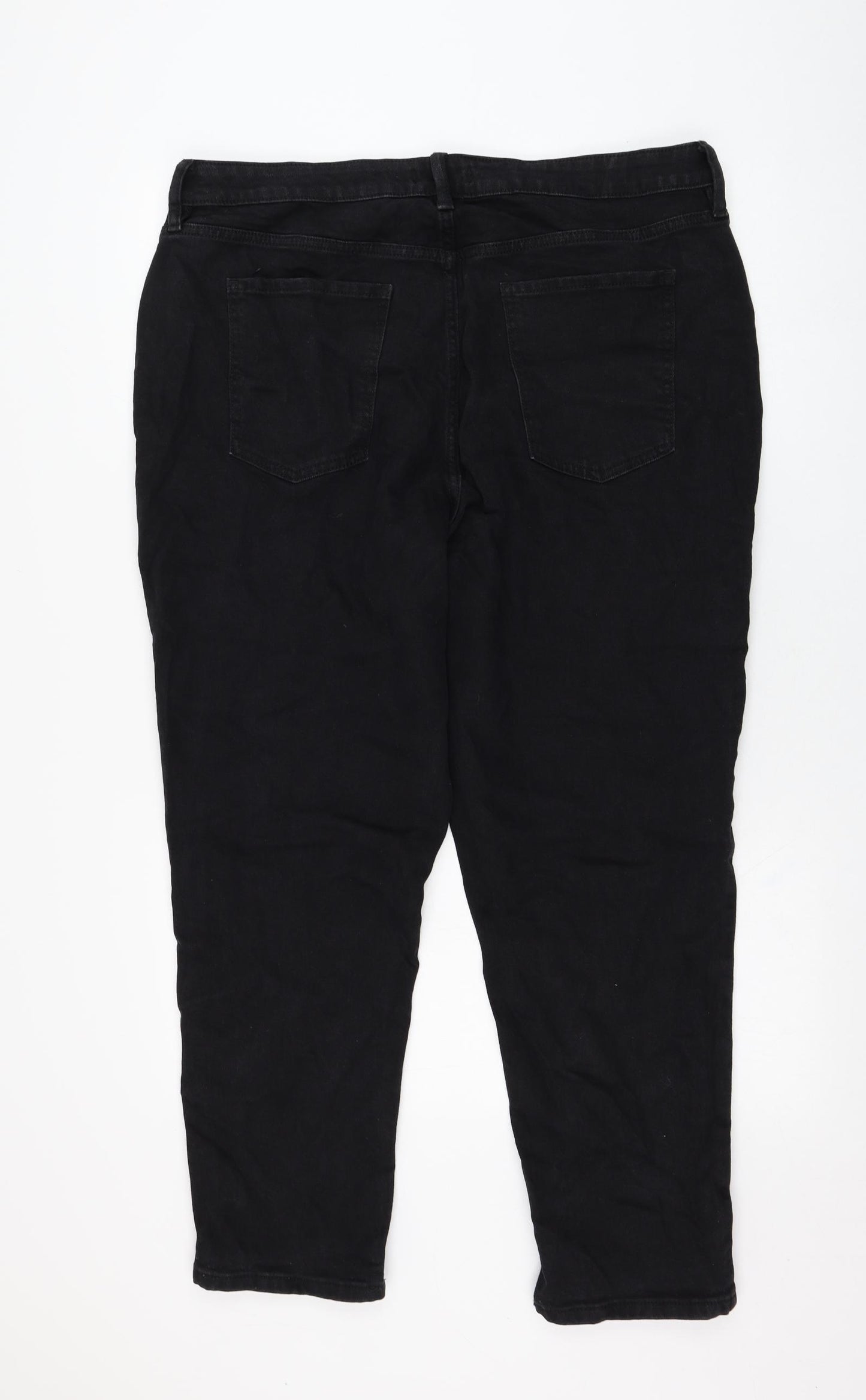 F&F Womens Black  Cotton Straight Jeans Size 18 L27 in Regular Zip