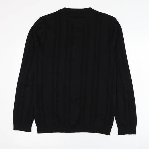 River Island Mens Black Round Neck  Polyester Pullover Jumper Size L