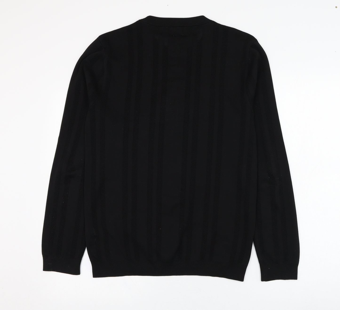River Island Mens Black Round Neck  Polyester Pullover Jumper Size L