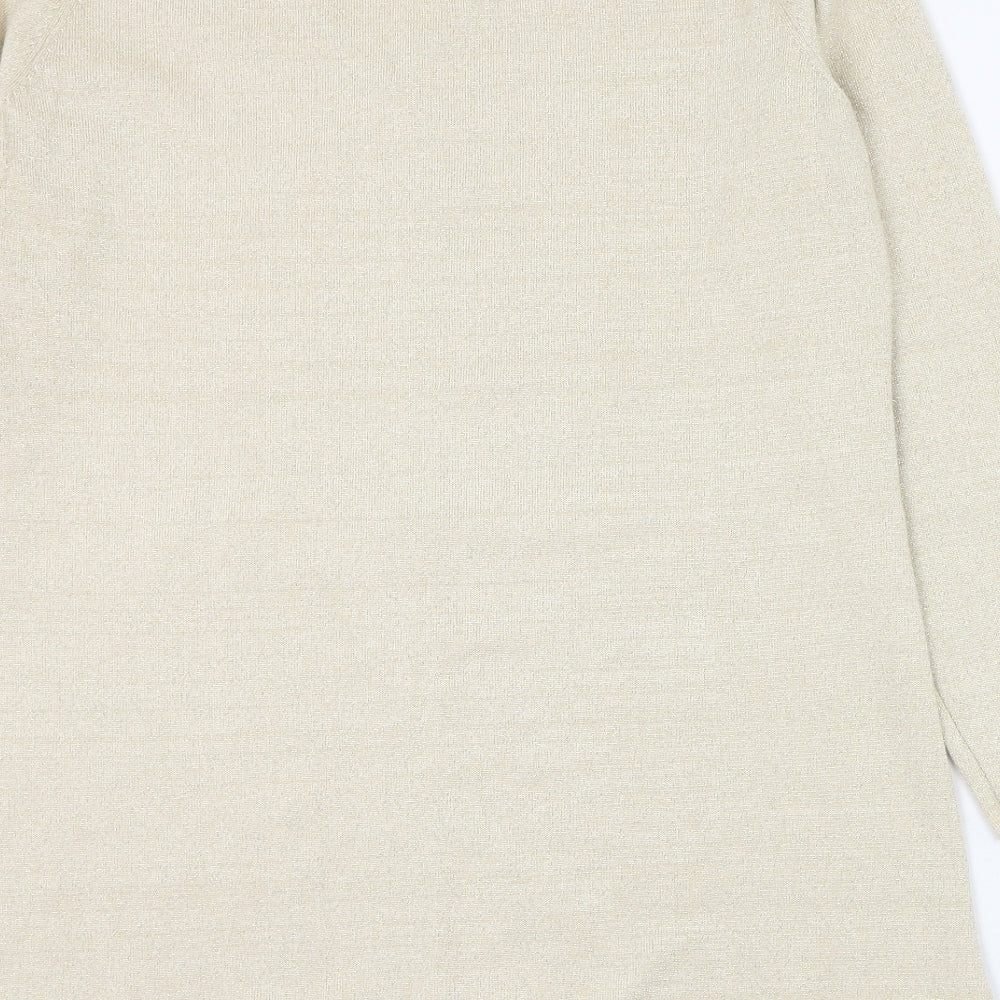 Michele Hope Womens Gold V-Neck  Viscose  Jumper Size 14